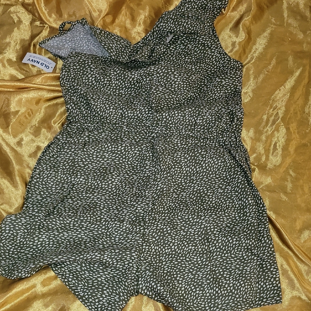 Old Navy One Shoulder Romper Safari Olive Pattern Girls XL 14-16